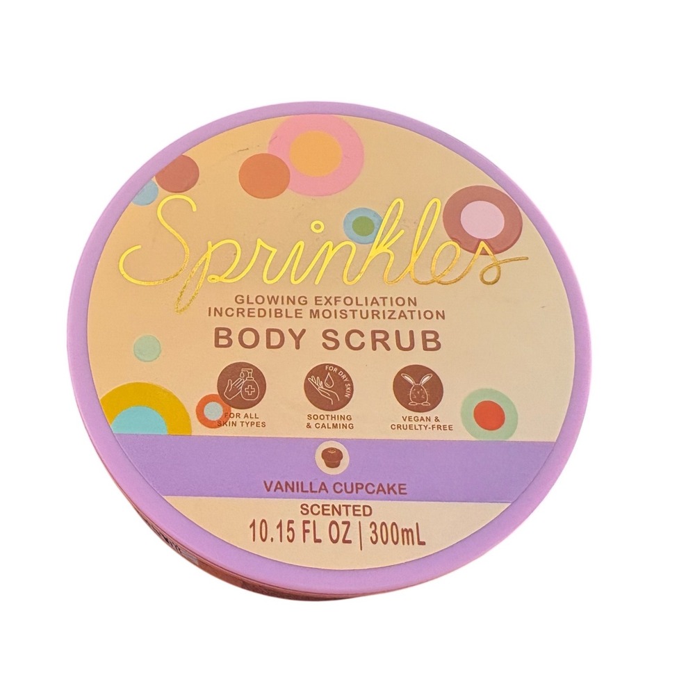 Sprinkles Vanilla Cupcake Body Scrub 10.15oz‎ Glowing Exfoliation Vegan New